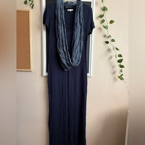 Navy Maxi Dress with Scarf